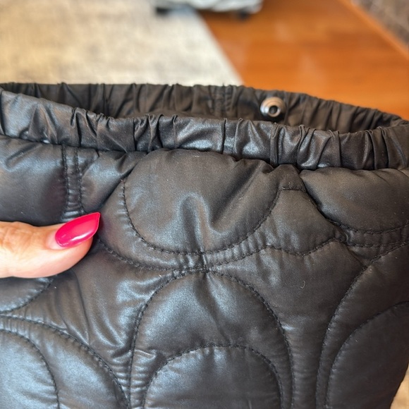 Coach Cantina black quilted patent wedge platform winter boots mid calf 8B - Picture 9 of 15